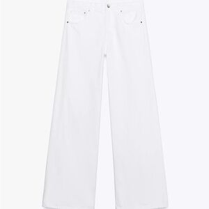 Zara White Flare Wide Leg Jeans